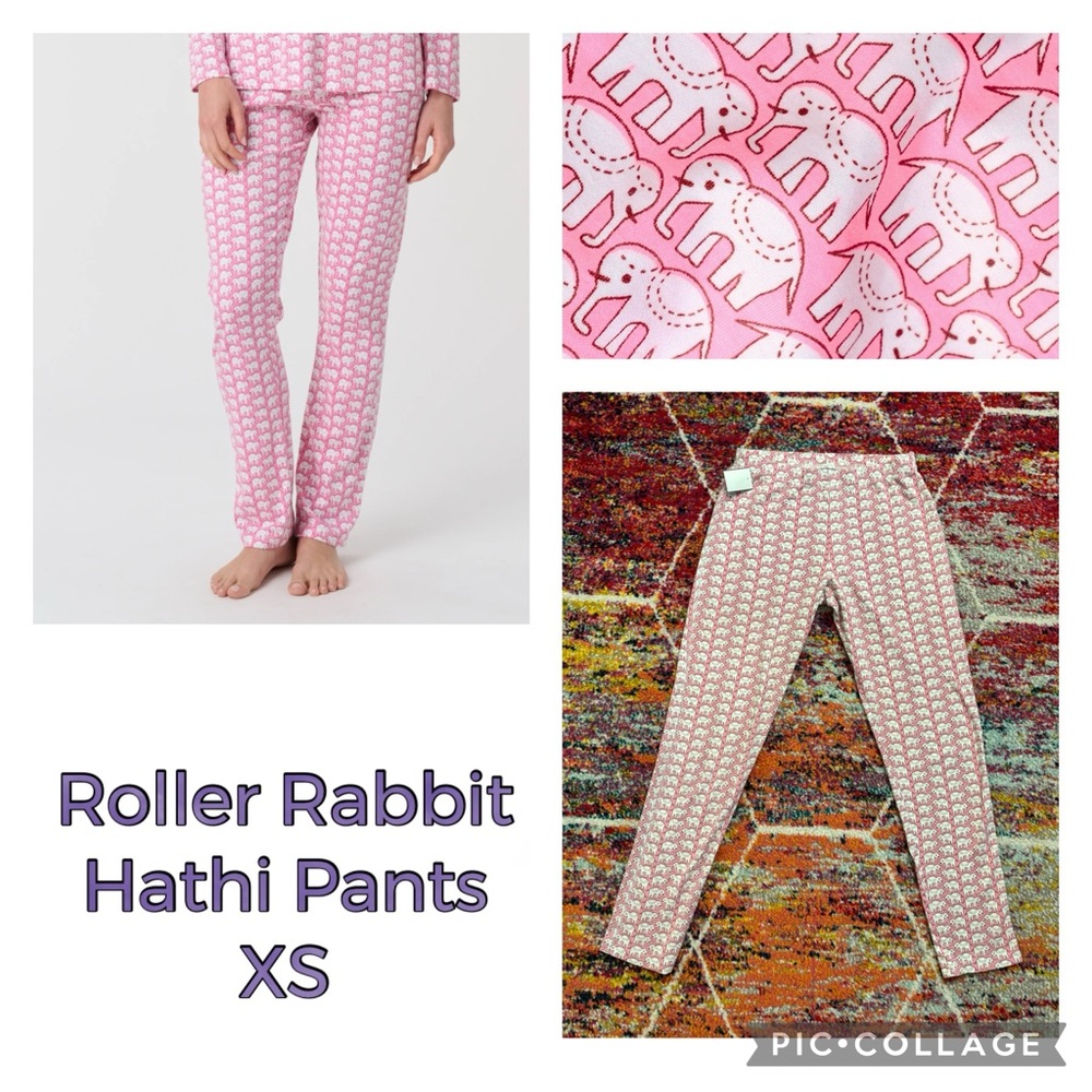 Roller Rabbit Hathi Pink Elephant Pajama Leggings Pants XS